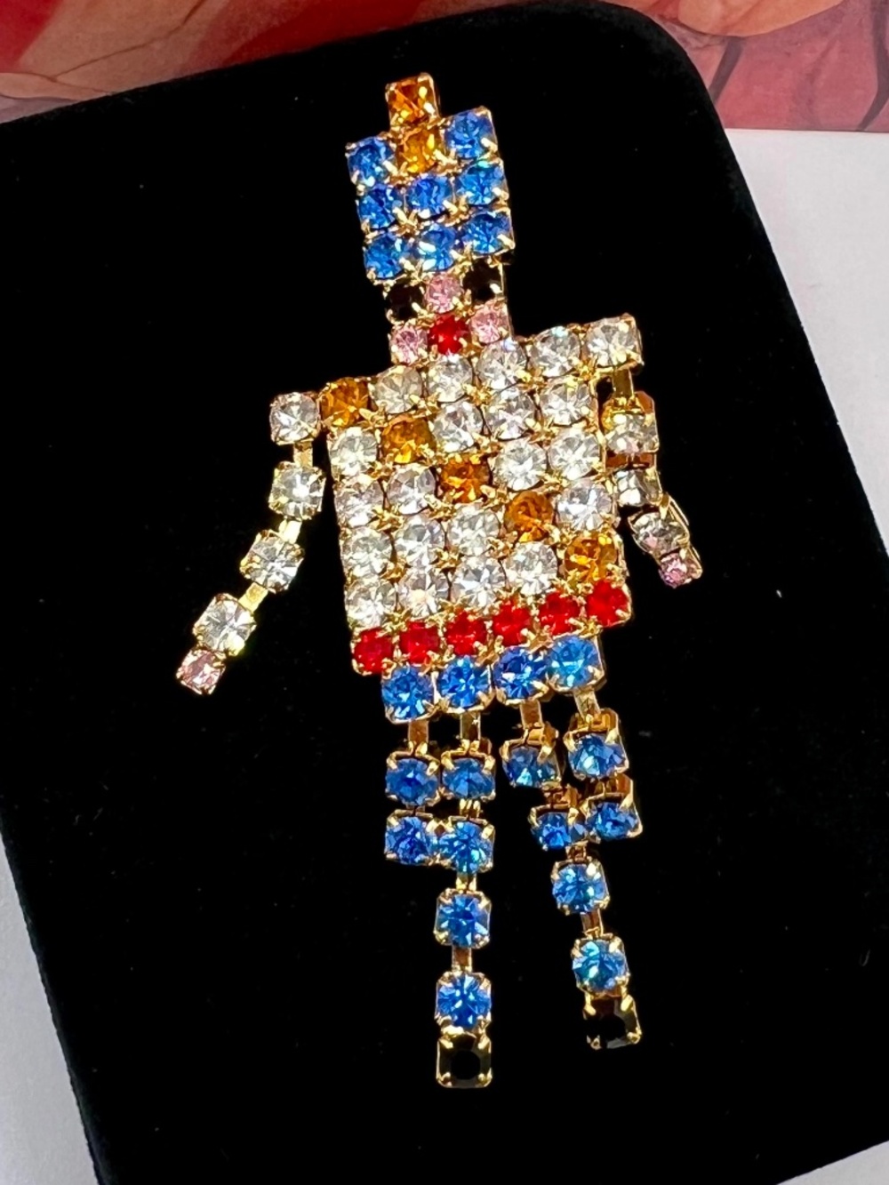 Christmas Toy Soldier Brooch - All Glass Stones